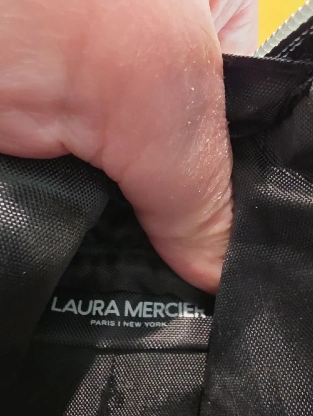 NWOT - Laura Mercier Black Pebbled Faux Leather Cosmetic Makeup Bag Pouch